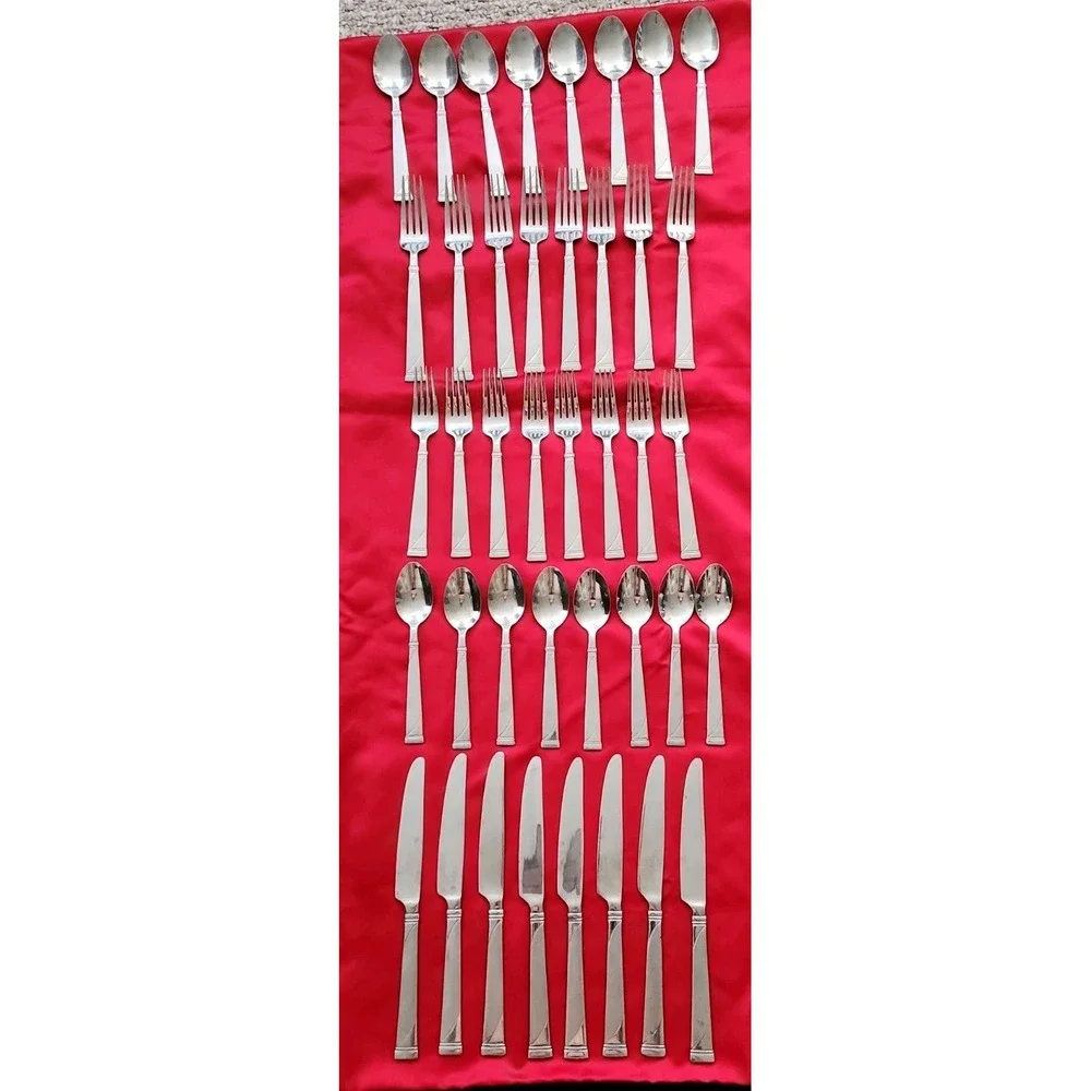 Pfaltzgraff Devon Frost 18/0 Stainless Flatware Mixed Lot 40pc Silverware Set
